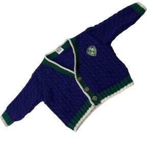 VTG Baby Boy 6-9M Academia Harvard Type Preppy Sweater Cardigan Button Front